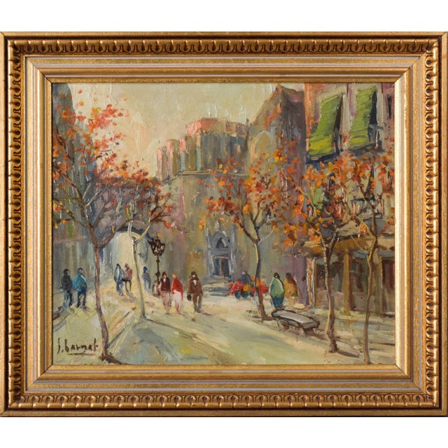 In this stunning impressionist painting, the autumn sun sits low in the sky, flooding this busy street with warmth and...