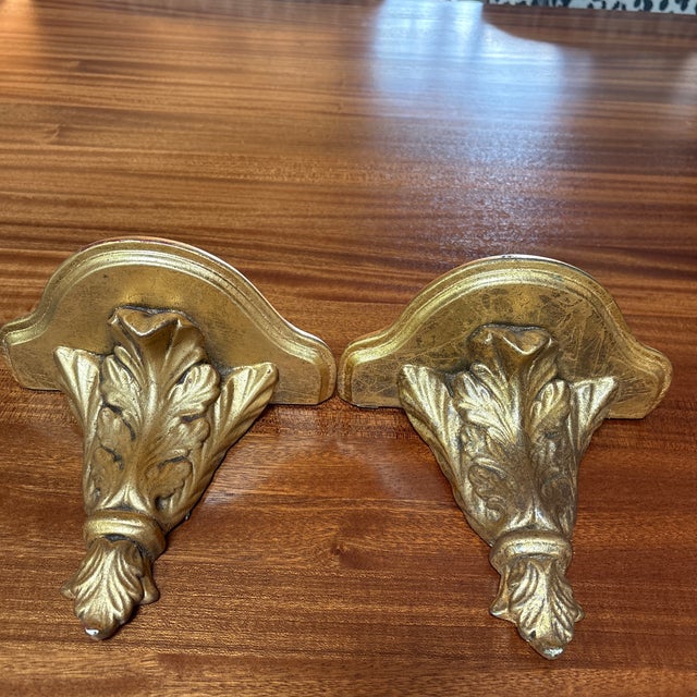 A Pair of Gold Gilded Wall Mounted Shelves For Sale - Image 11 of 11