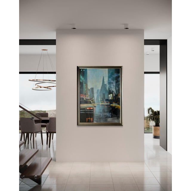Vintage New York City Street Cityscape - Times Square & Taxis Painting, 1992 For Sale - Image 12 of 18