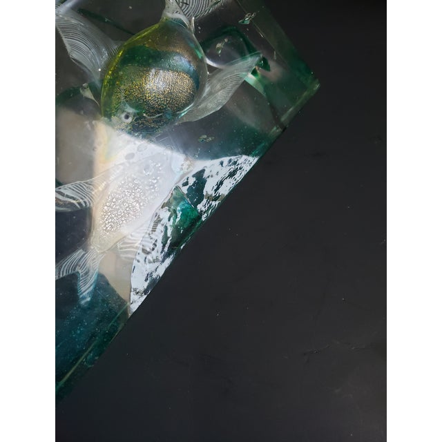 Vintage Alfredo Barbini Murano Attributed Glass Aquarium 3 Fish For Sale - Image 10 of 12