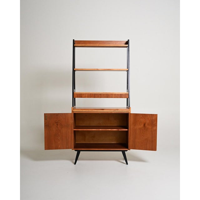 1960s Scandinavian Teak Bookcase with Pull-Out Desk, 1960s For Sale - Image 5 of 11