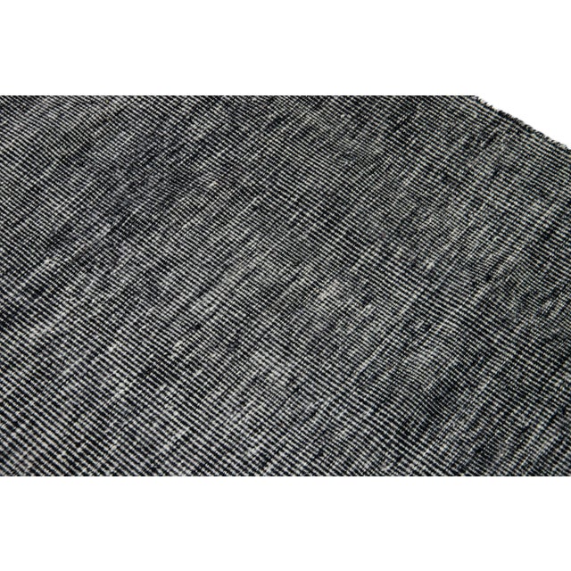 Modern Apadana's Safi Collection Handmade Gray Designed Wool Rug For Sale - Image 9 of 11