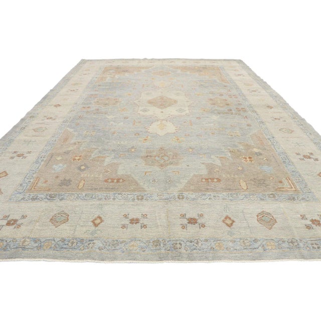 Contemporary Neutral Turkish Oushak Rug, 09'01 X 12'10 For Sale - Image 3 of 9