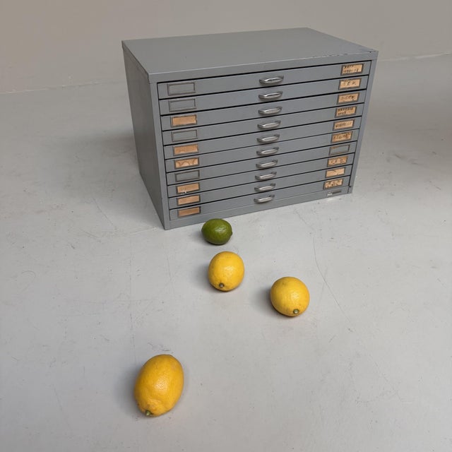 Gray Japanese Industrial Metal Filing Cabinet, 1950s For Sale - Image 8 of 14