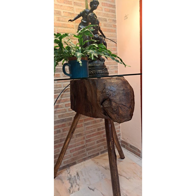Brown Primitive Side Table, 1900 For Sale - Image 8 of 11