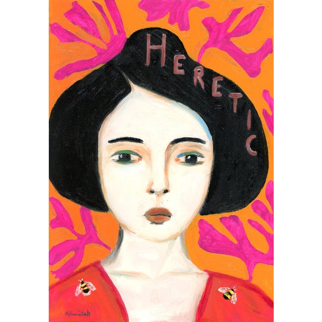 Ariana, Heretic Beekeeper, Pop Art, Vintage Style Modern Oil Portrait by Alexandra Swistak For Sale - Image 4 of 6