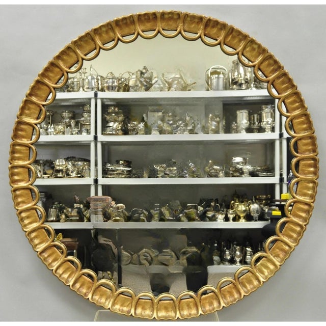 Vintage Palladio Italian Hollywood Regency Gold Gilt 39" Round Sunburst Mirror For Sale - Image 12 of 12