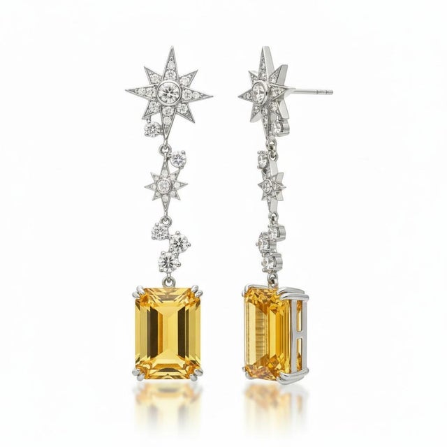 Not Yet Made - Made To Order Citrine and Colorless Topaz Drop Earrings Silver, Gold, A Pair For Sale - Image 5 of 5