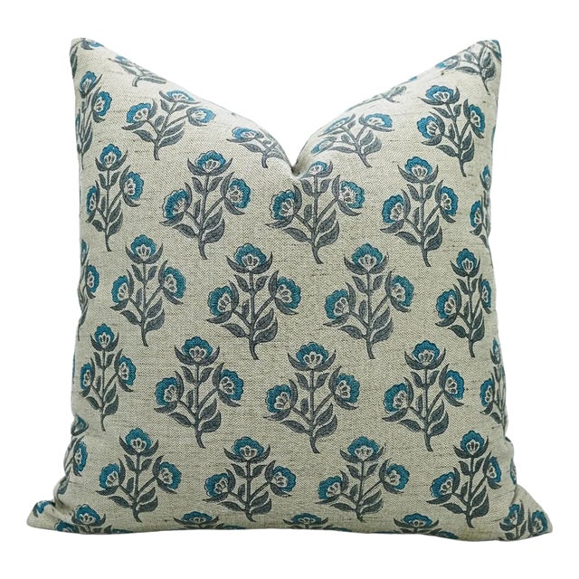 Fabdivine Baelpatra Print Linen Blend Cushion Cover- 16x16 For Sale