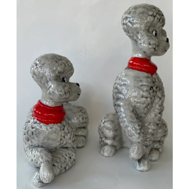 Mid 20th Century Mid Century Ceramic Poodle Figurines, Set of Two For Sale - Image 5 of 11