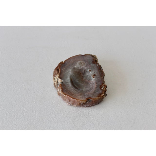 Vintage Mid Century Polished Brown White Agate Ashtray Candy Dish Cashpot For Sale - Image 13 of 15