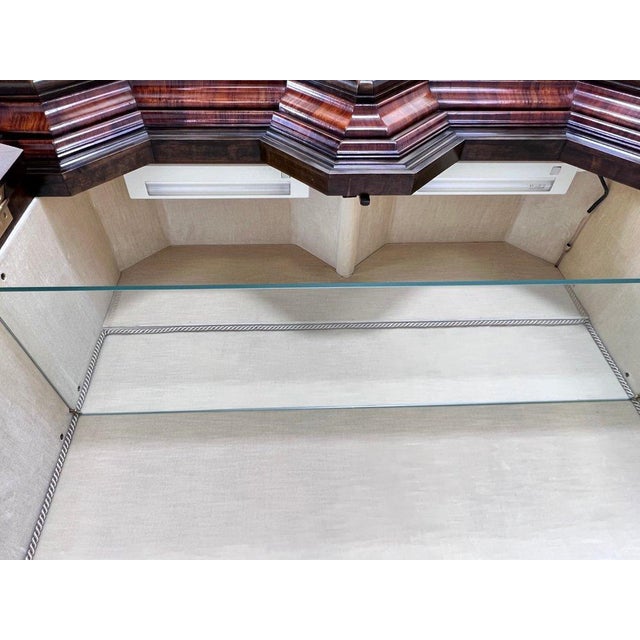 19th Century 19th Century Kussenkast Display Bookcase in Wood Marquetry, Glass and Velvet For Sale - Image 5 of 12