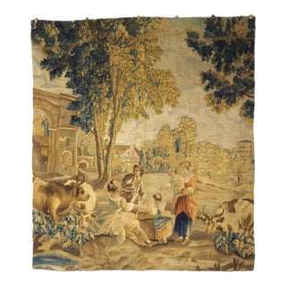 18th Century French Aubusson Park Scene Tapestry For Sale