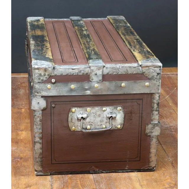 Industrial Antique French Wooden Crate with Key For Sale - Image 3 of 6