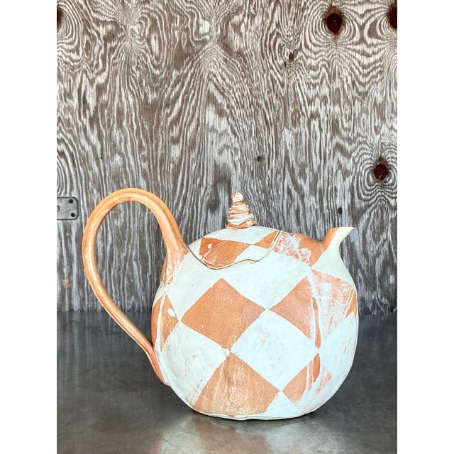 Vintage Postmodern Studio Pottery Teapot For Sale - Image 11 of 12