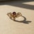 Sculptural Leaf Garnet and Pearl Ring in 14k Yellow Gold. Botanical Garnet Ring with Freshwater Pearl in 14k Gold. A...