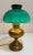 Antique Rayo Brass Oil Lamp with Emerald Green Ribbed Cased Shade. The gorgeous Victorian liight has been electrified,...