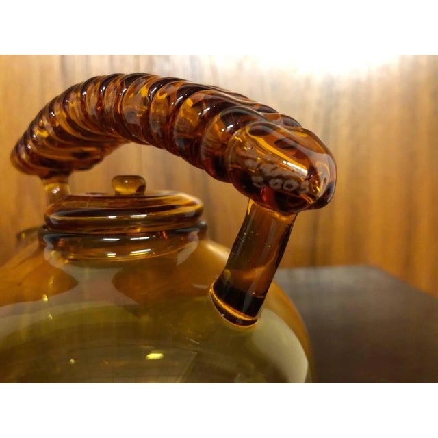 Amber 2000s Amber Blown Glass Small Teapot For Sale - Image 8 of 13