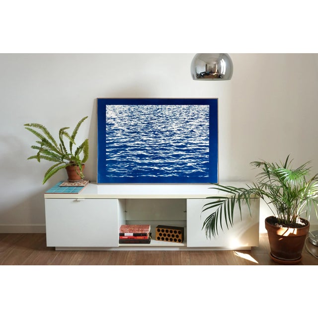 Abstract 100x70cm/ Mediterranean Blue Sea Waves / Large Cyanotype Print on Watercolor Paper /Limited Edition / For Sale - Image 3 of 11