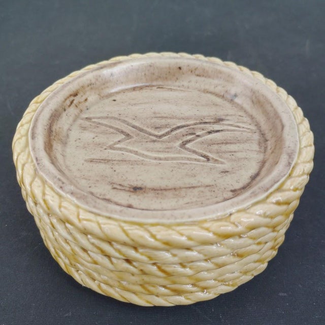 Nautical Vintage Coastal Nautical Duncan Enterprises Ceramic Seagull Coasters - Set of 6 For Sale - Image 3 of 5