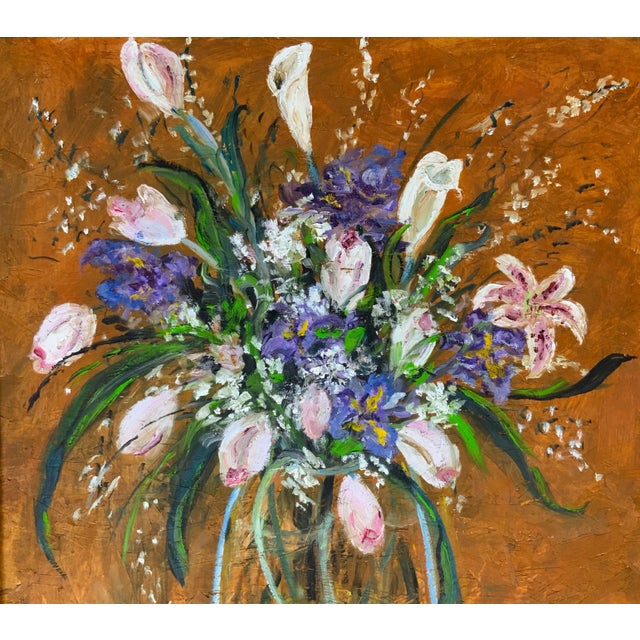 French Mid 19th Century Floral Still Life - Framed Oil Painting on Board For Sale - Image 3 of 13