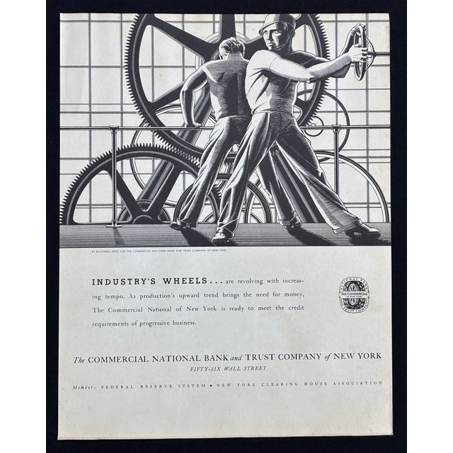 Advertisement by Rockwell Kent (1882-1971), for The Commercial National Bank and Trust Company of New York. Beautiful...
