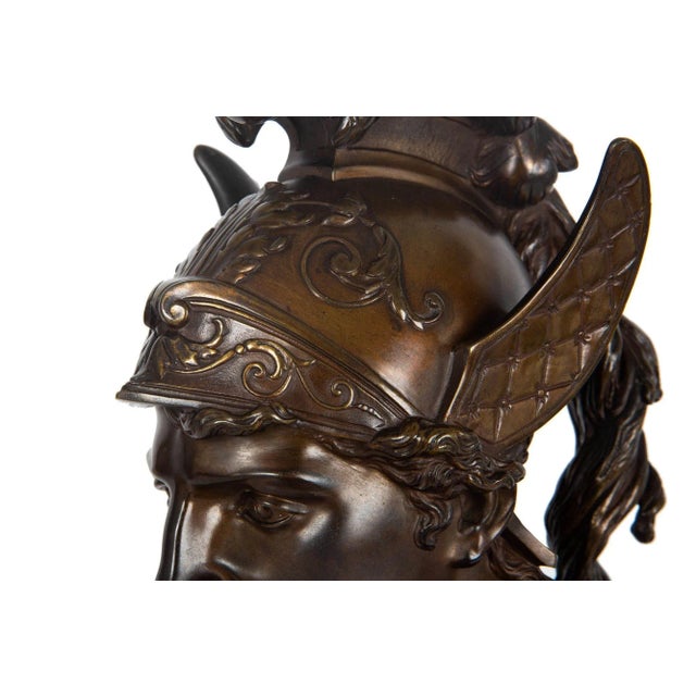 French Bronze Sculpture Antique Bust of Greek Warrior, Late 19th Century For Sale - Image 10 of 12
