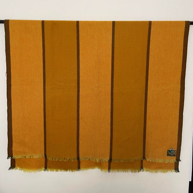 1960s Vintage Danish Modern MCM Striped Pure Wool Blanket For Sale - Image 5 of 12