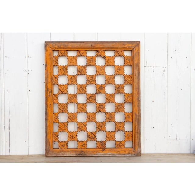 Antique Orange Painted Window For Sale In Los Angeles - Image 6 of 10