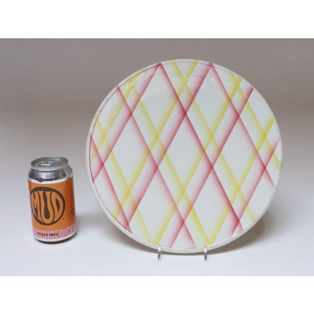 Ceramic Vintage German Ceramic Cake or Pie Plate / Round Trivet With Diamond Argyle / Lattice Pattern For Sale - Image 7 of 18