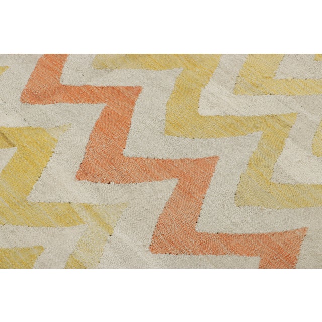 1950s Vintage Egyptian Kilim With Gold and Chevrons - Rug & Kilim For Sale - Image 5 of 7