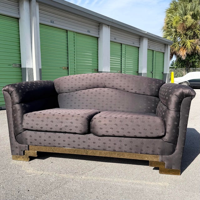 Art Deco Art Deco Black Sofa Set With Gold Base by Carson’s - Set of 2 For Sale - Image 3 of 12