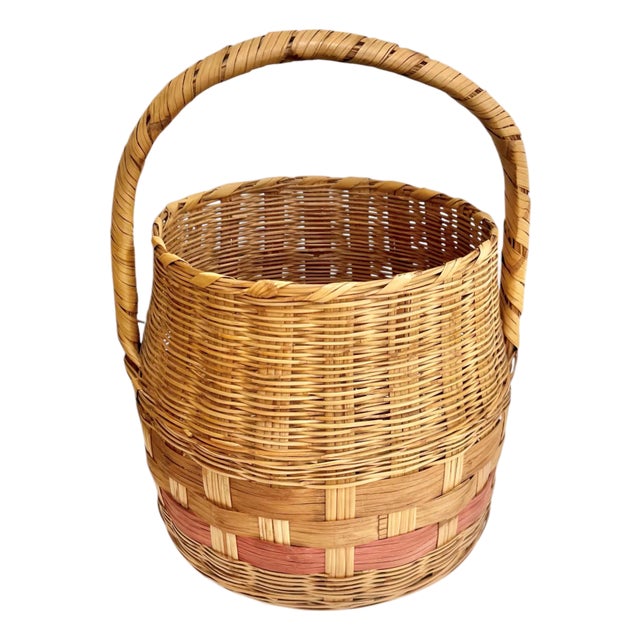 Antique French Provincial Wicker Market Basket For Sale