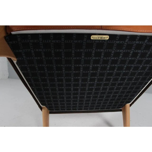 Brown Saddle Leather Lounge Chair by Umberto Asnago for Giorgetti For Sale - Image 8 of 10