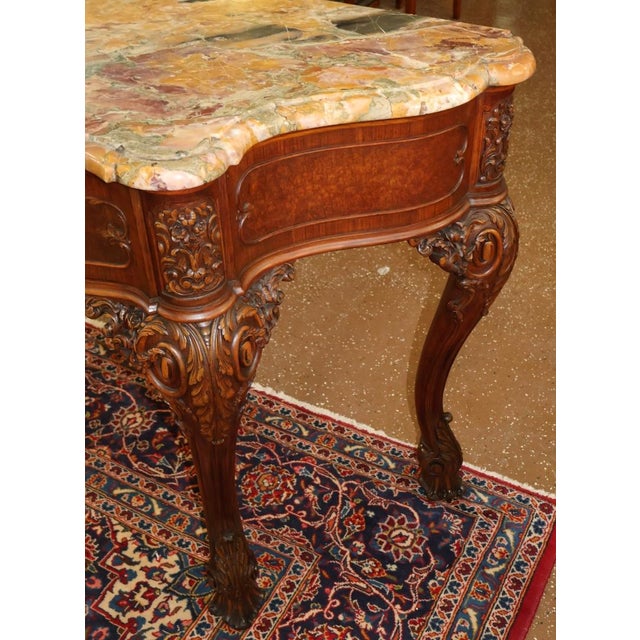 Early 20th Century French Style Burl Wood Marble Top Walnut Buffet Sideboard For Sale - Image 4 of 10