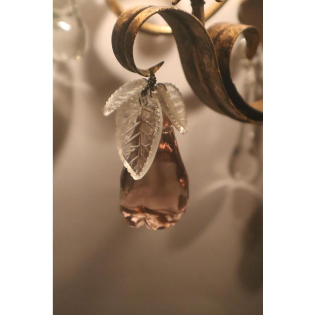 Venetian Hollywood Regency Chandelier with Crystal Glass & Leaves, 1950s For Sale - Image 6 of 18