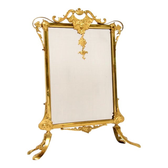 Antique French Gilt Metal Fire Screen, 1900 For Sale