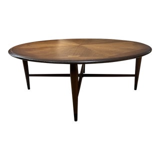 1960s Mid Century Modern Walnut Round Coffee Table For Sale