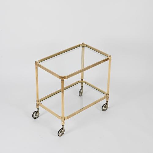 Gold Mid-Century Modern French Bar Cart in Brass from Maison Jansen, 1970s For Sale - Image 8 of 14