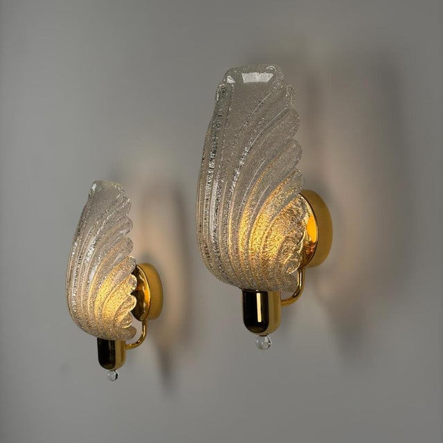 Large Vintage Wing Wall Sconces from Barovier & Toso, Italy, 1980s, Set of 2 For Sale - Image 4 of 17