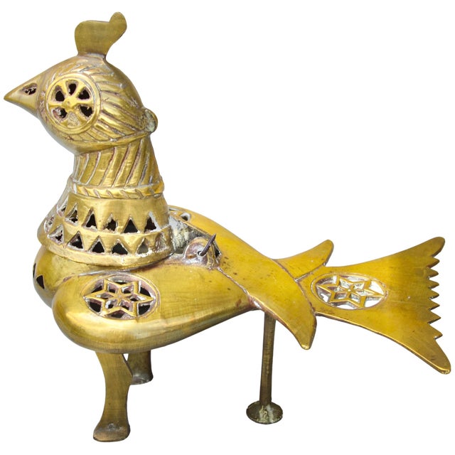 Early 20th Century Handmade Americana Brass Bird-Figurine Incense Burner For Sale - Image 4 of 10