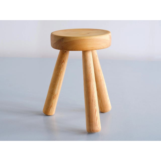 Swedish Three Legged Stool in Solid Pine by Ingvar Hildingsson, 1970s For Sale - Image 6 of 9