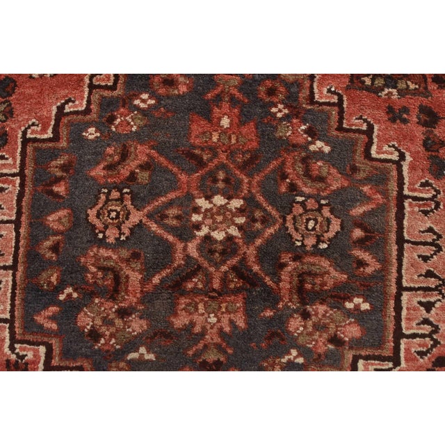 Textile Hamedan Runner 3’6” X 9’7” Red Wool Vintage Tribal Hand-Knotted Oriental Rug For Sale - Image 7 of 14
