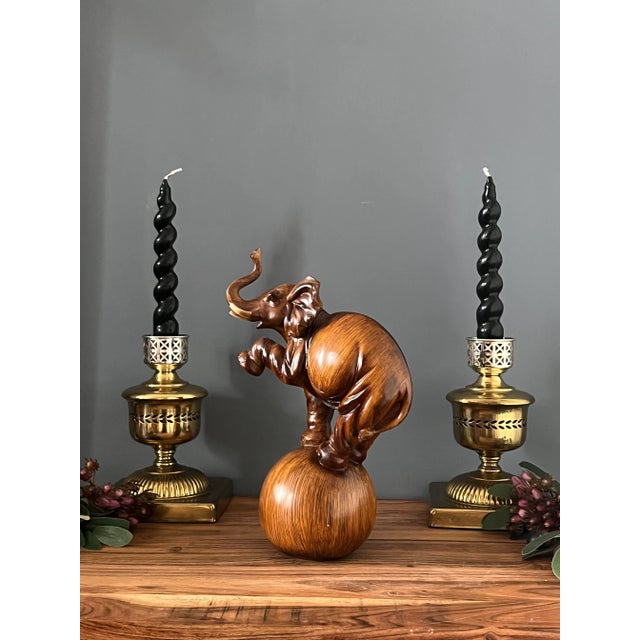 Wood 1950s Wooden Elephant on Ball Sculpture For Sale - Image 7 of 11