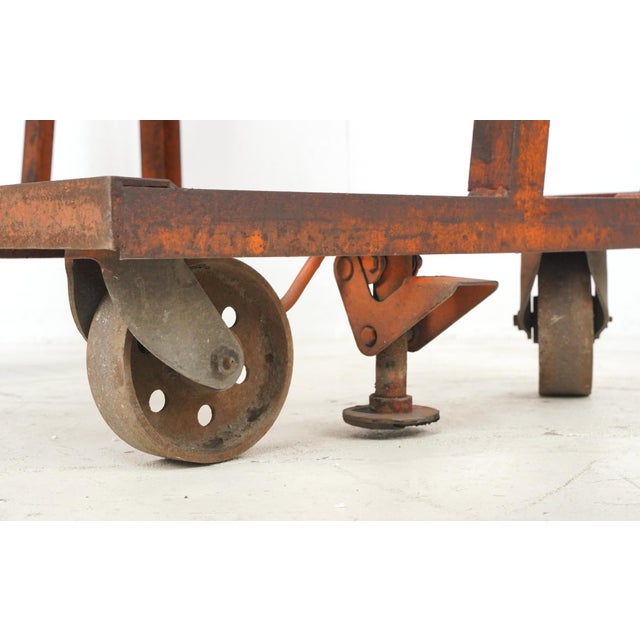 Mid 20th Century Mid 20th Century Industrial Six Tray Orange Steel Rolling Cart For Sale - Image 5 of 8