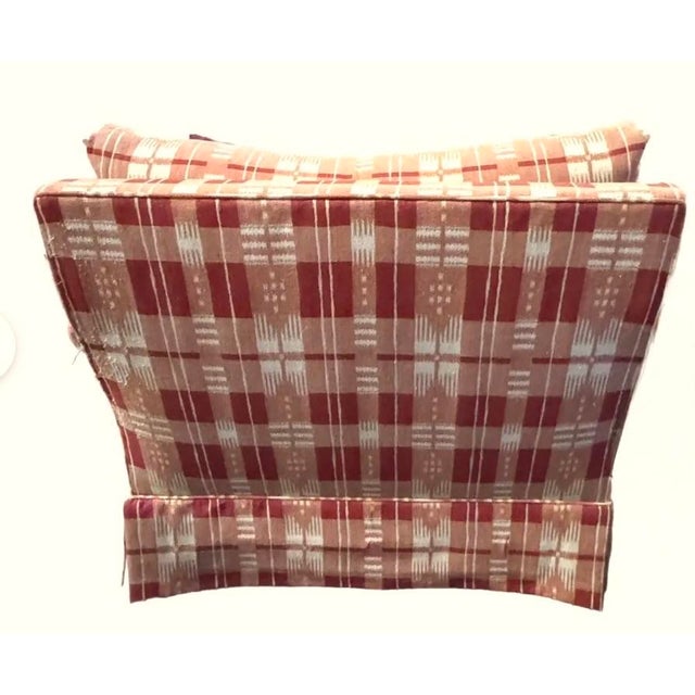 Baker Furniture Company Set of 2 Attributed to Baker Furniture Oversized Club Chairs in Mornas Plaid by Brunschwig & Fils For Sale - Image 4 of 6