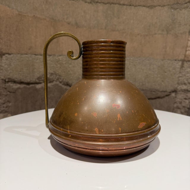 For your consideration, a vintage 1930s Art Deco watering can manufactured by SIAM USA, featuring a copper body and copper...