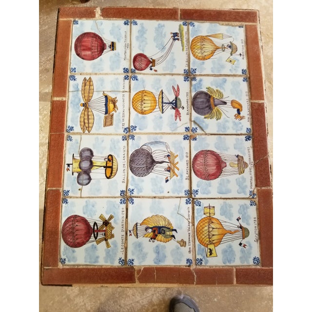 Antique Ballooning Themed Tile Table For Sale - Image 9 of 12