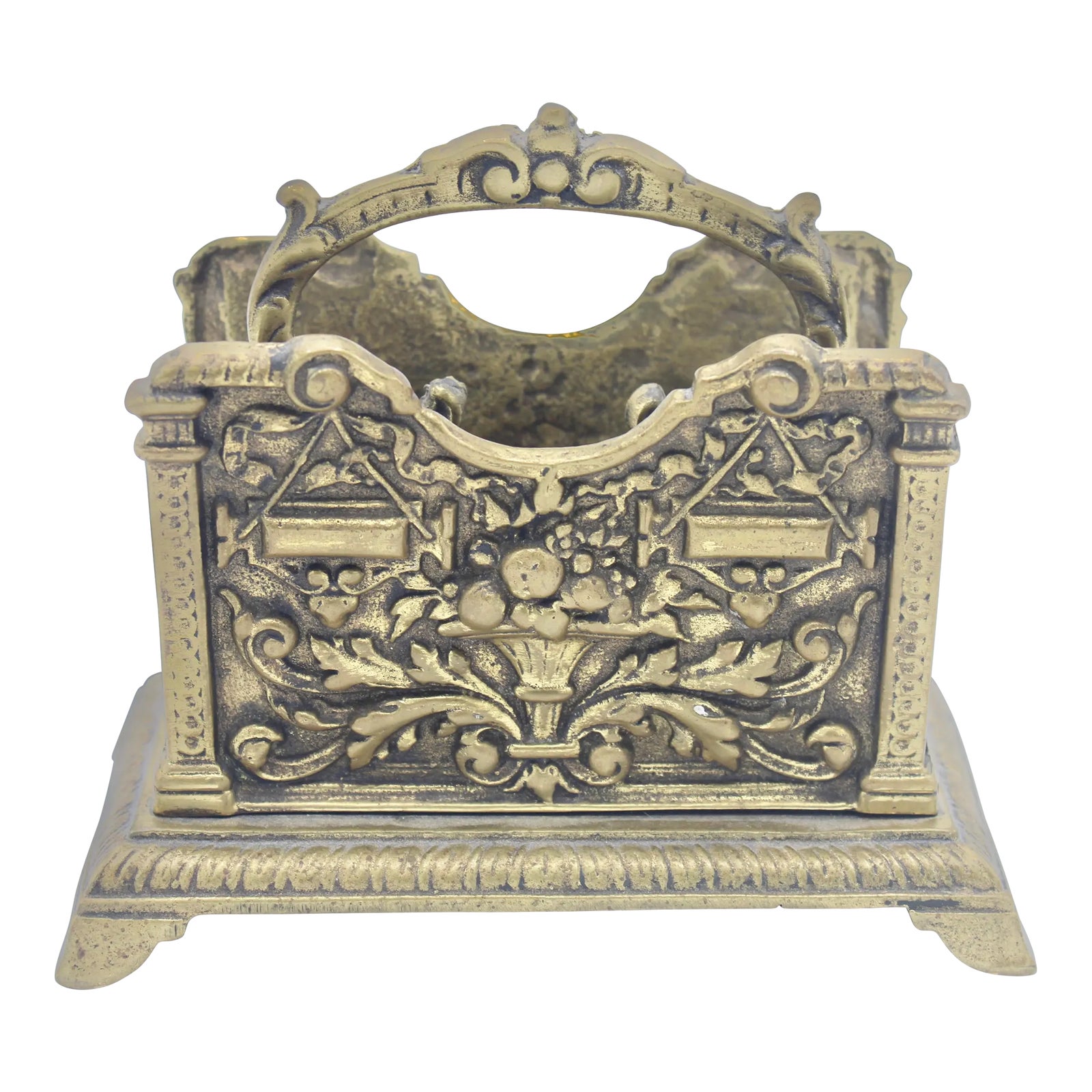 Antique French Solid Brass Letter Rack | Chairish