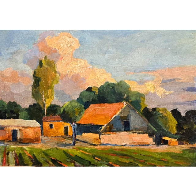 Minas Avetisyan- Red Roof Top Farm House in an Armenian Landscape-Oil Painting For Sale - Image 4 of 12
